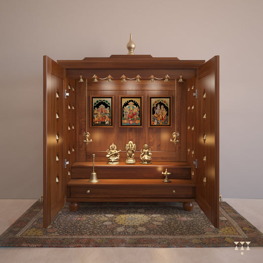 Gaurik, a handmade Pooja Mandir with doors