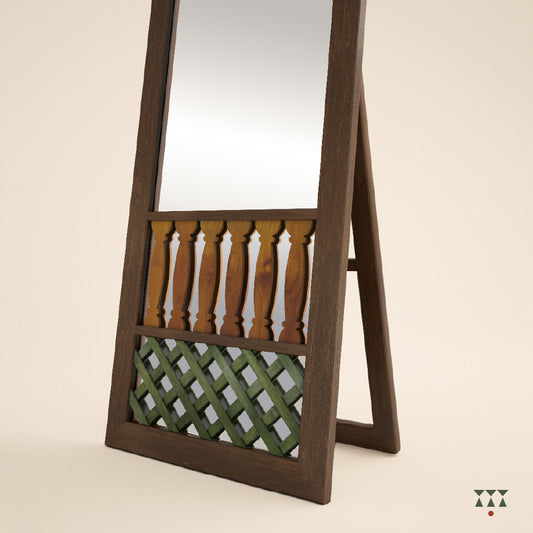 Leela, a handcrafted wooden accent mirror