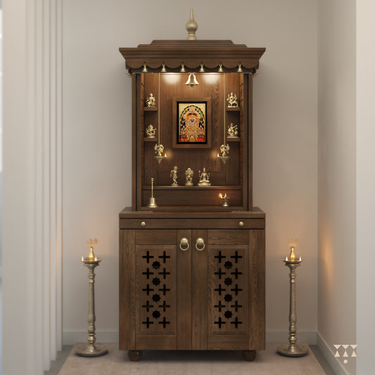 Morya | Solid wood Tall Mandir
