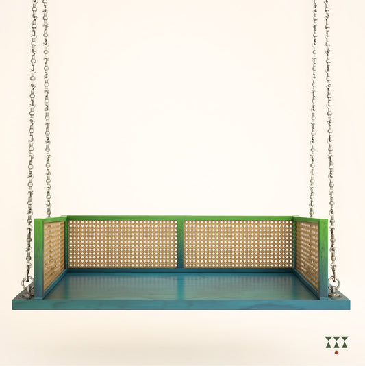 Sham, a solid wood hanging Jhula