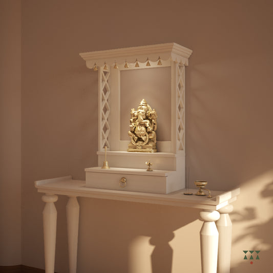 Tarun, a solid wood wall mounted Mandir