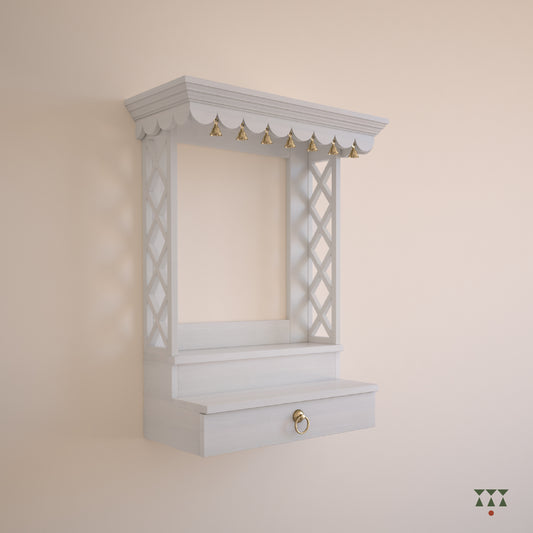 Tarun, a solid wood wall mounted Mandir