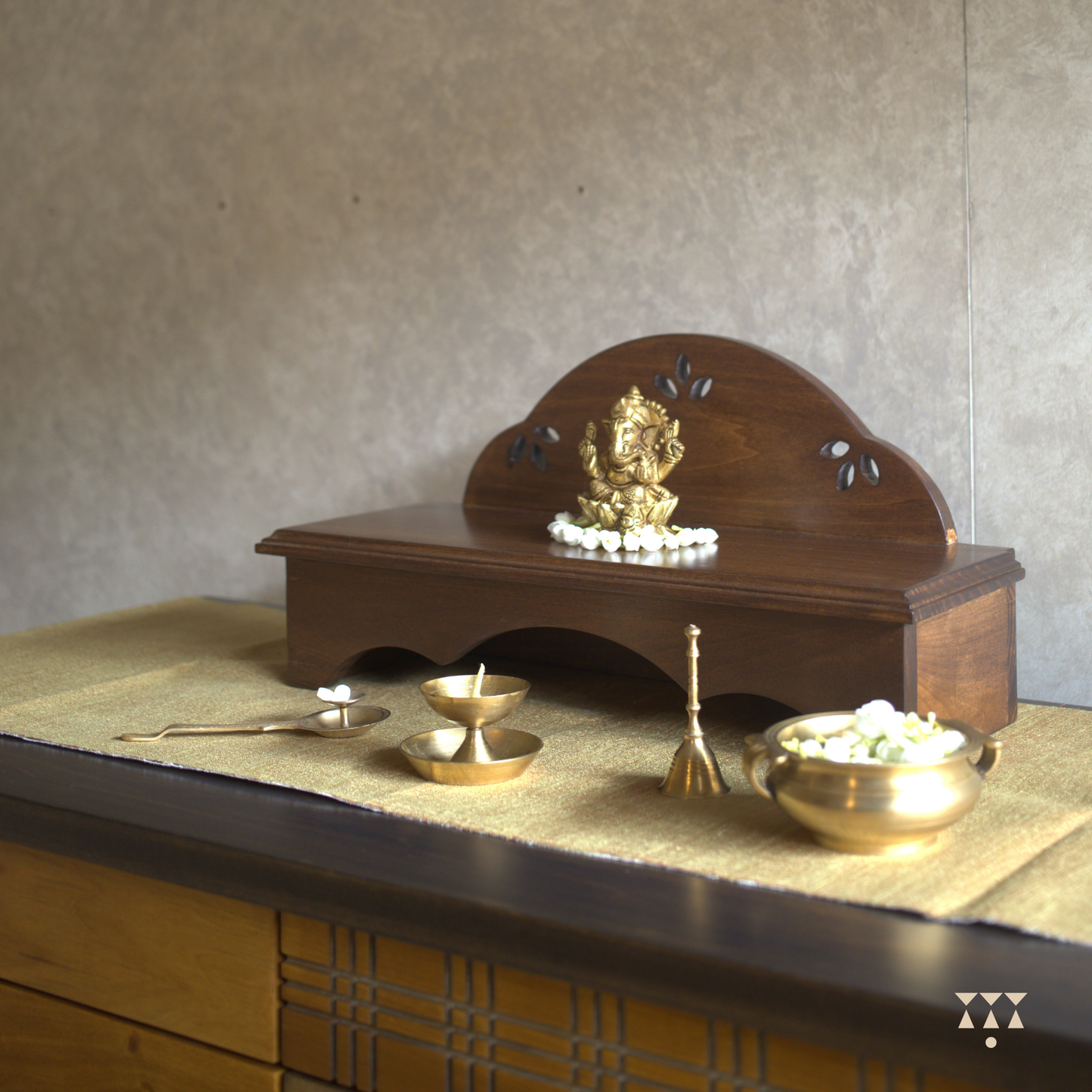 A decorative platform for pooja mandir