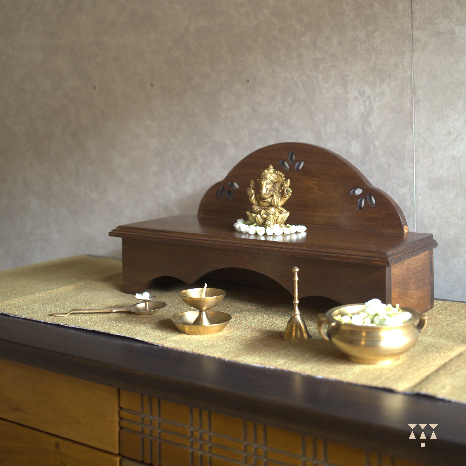A decorative platform for pooja mandir