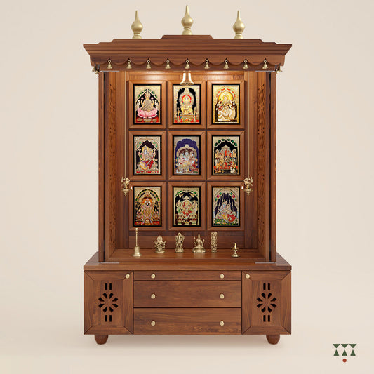 Aath, a handcrafted wooden Pooja Mandir