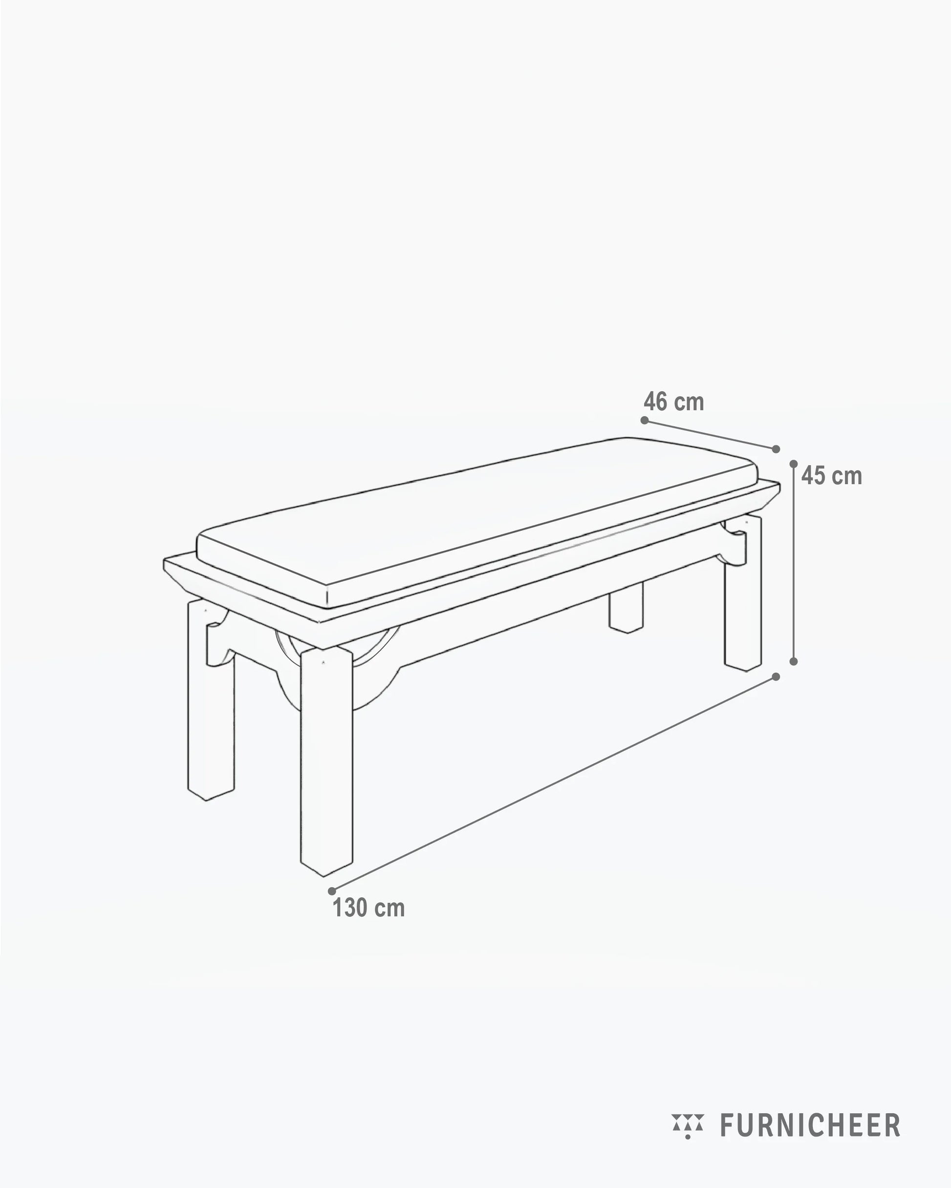Wood Contemporary Style Indoor Bench Diagram