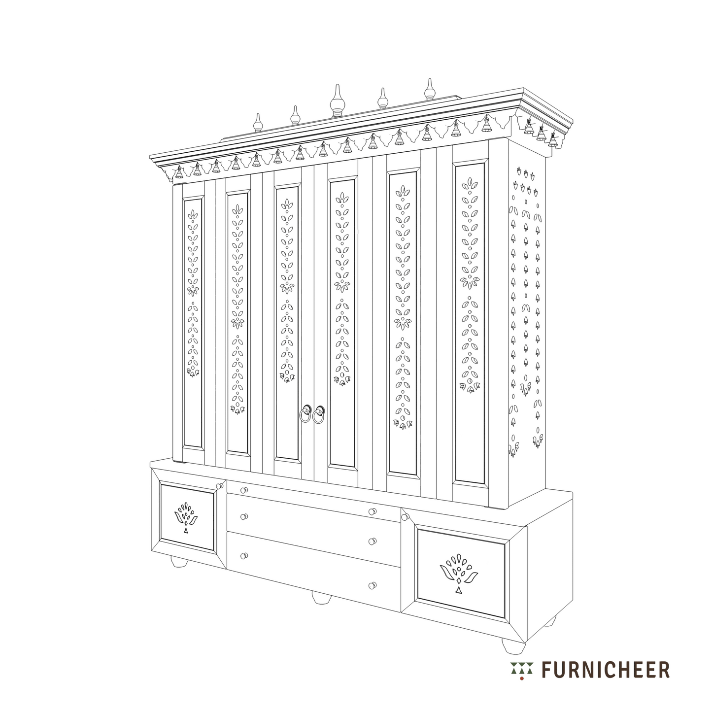 Pushparaj | Solid wood Pooja Mandir