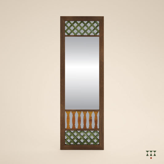 Leela, a handcrafted wooden accent mirror