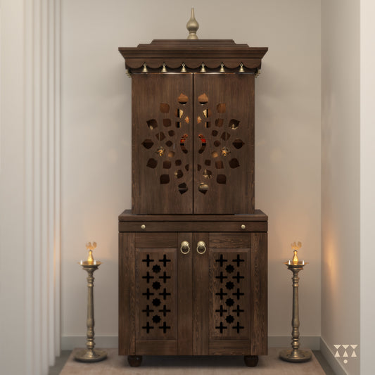 Morya | Solid wood Tall Mandir