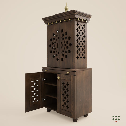 Morya | Solid wood Tall Mandir