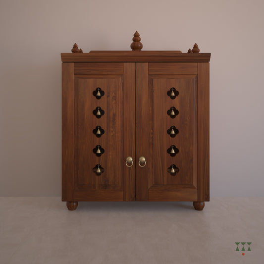 Ojas, handcrafted wooden Mandir with door