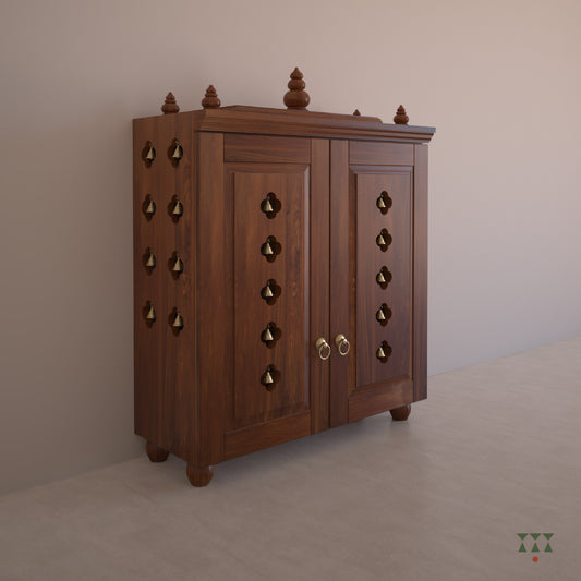 Ojas, handcrafted wooden Mandir with door