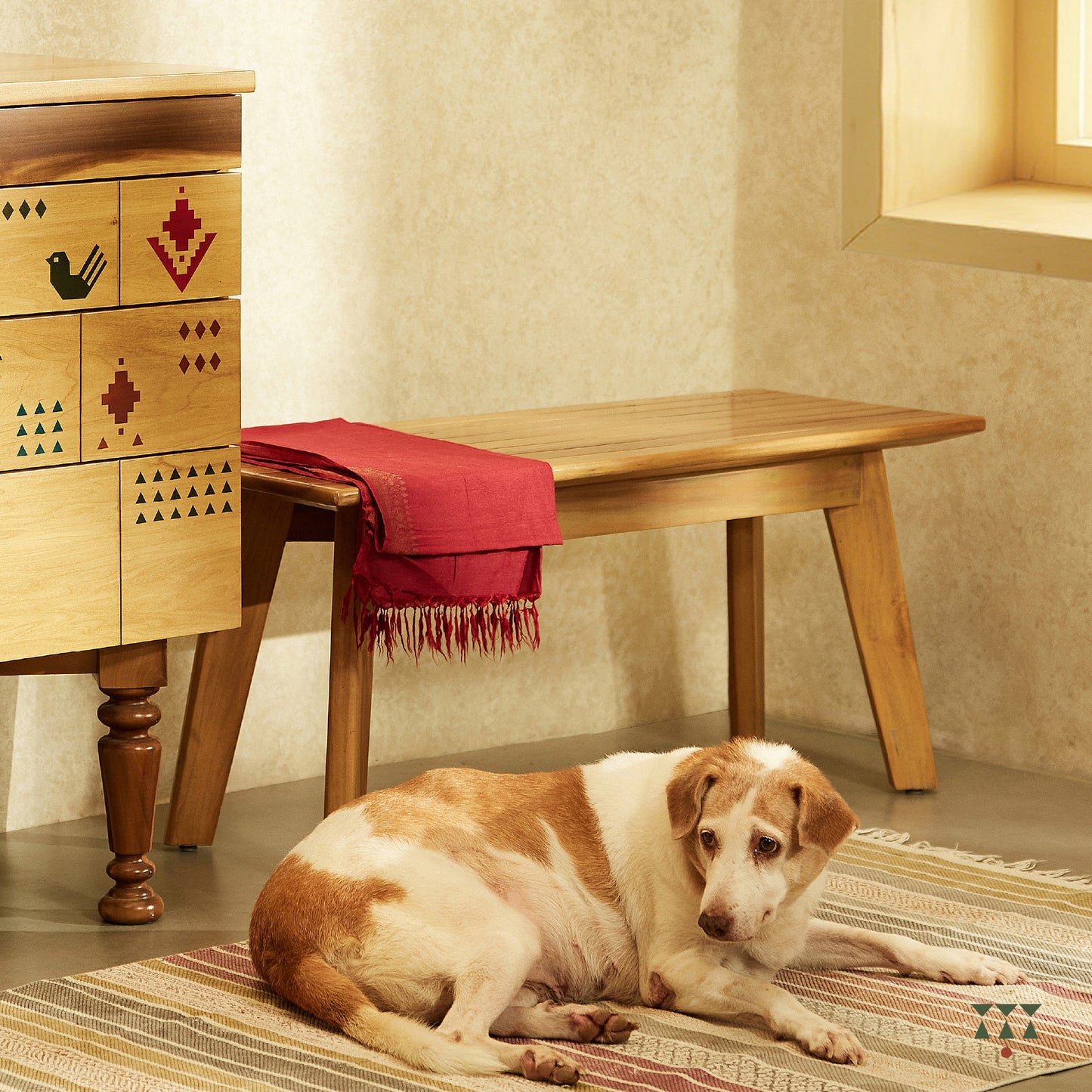 Sahaj, a modern solid wood bench