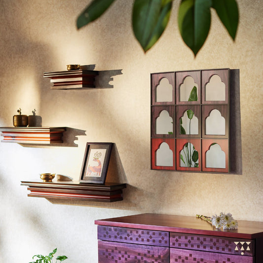 Riya, handcrafted console shelves