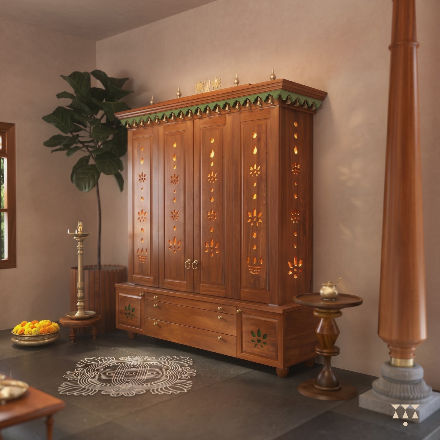 Sumukha | Artisanal Wooden Mandir for Home