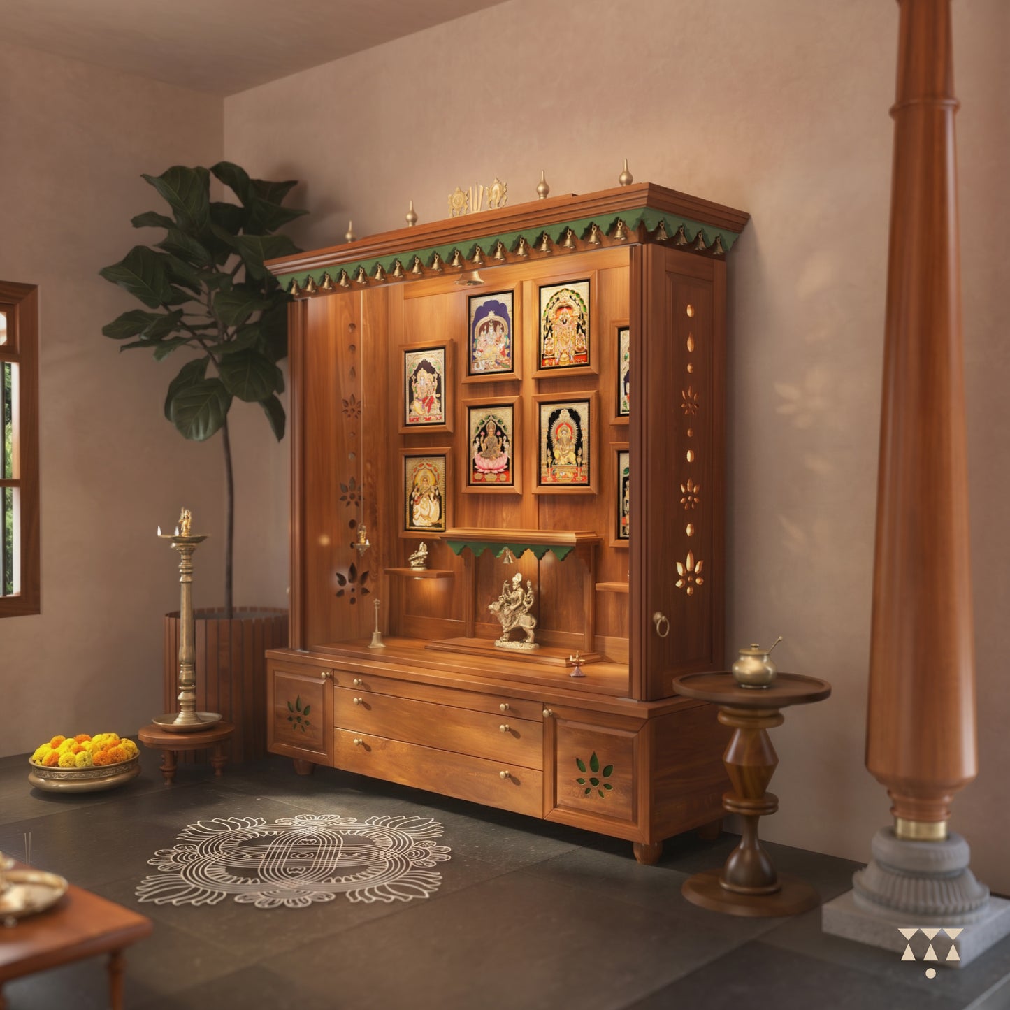Sumukha | Artisanal Wooden Mandir for Home