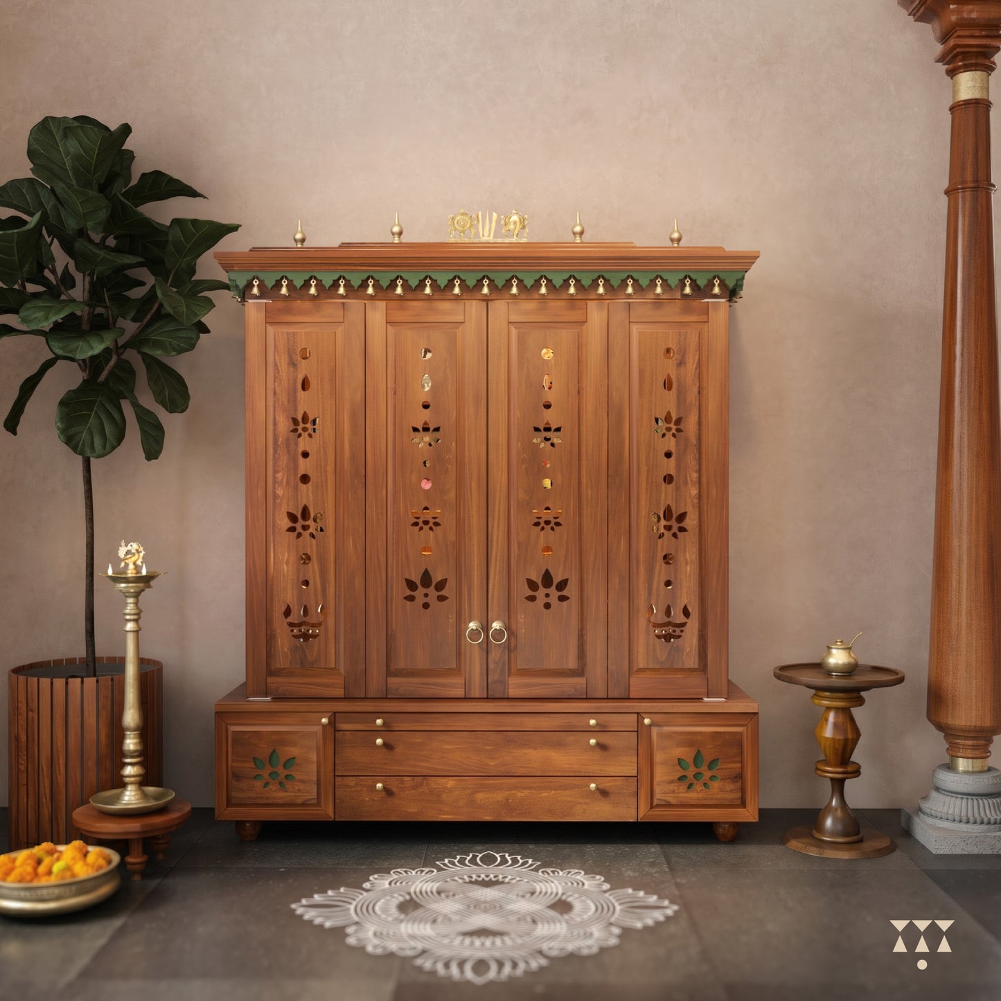 Sumukha | Artisanal Wooden Mandir for Home
