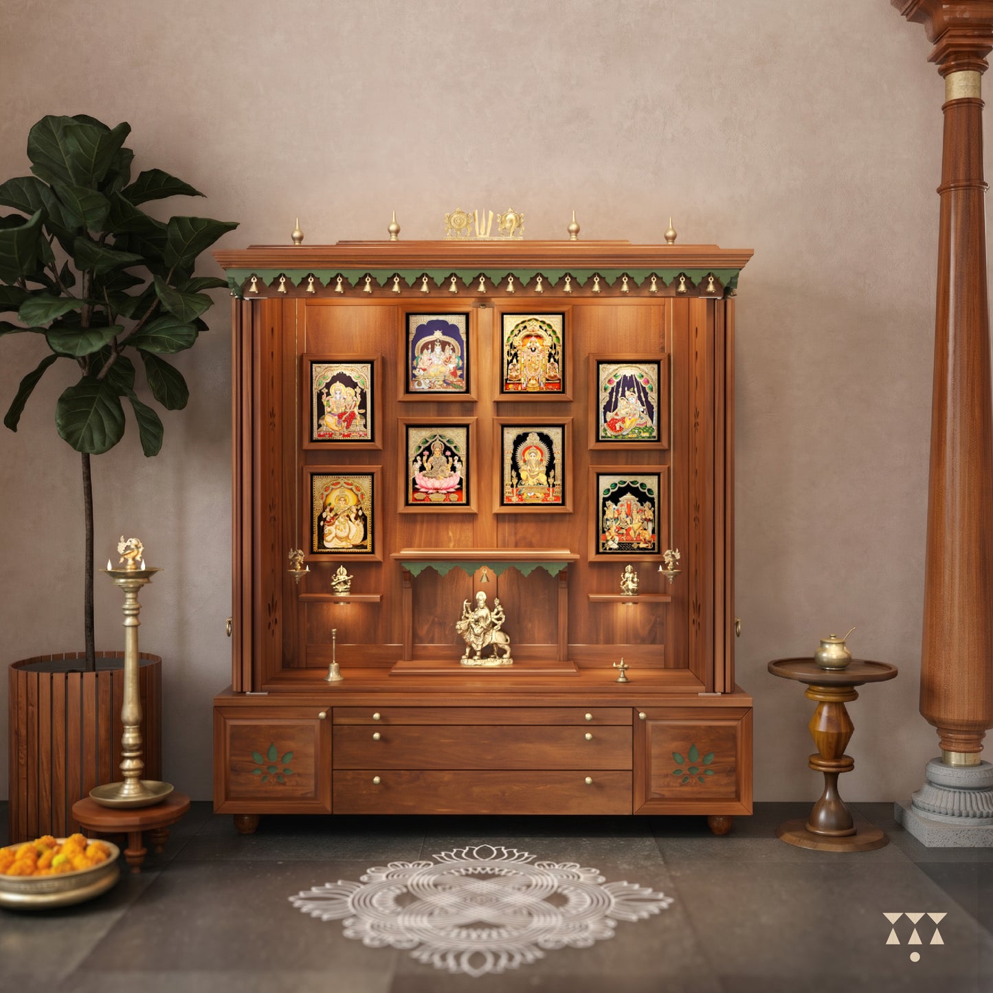 Sumukha | Artisanal Wooden Mandir for Home