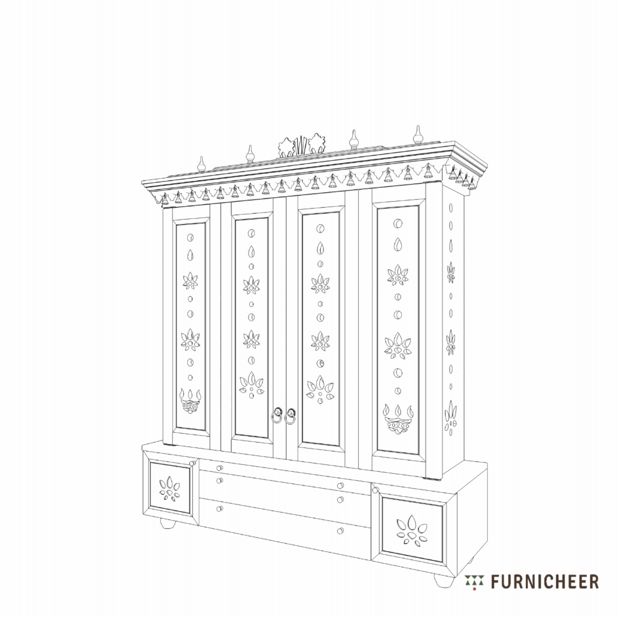 Sumukha | Artisanal Wooden Mandir for Home