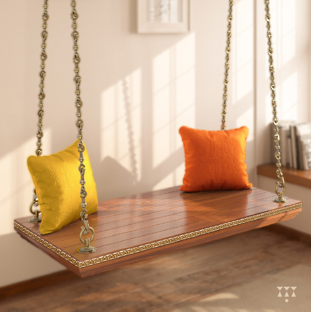 Vrisa Gold, handcrafted indoor wooden Swing