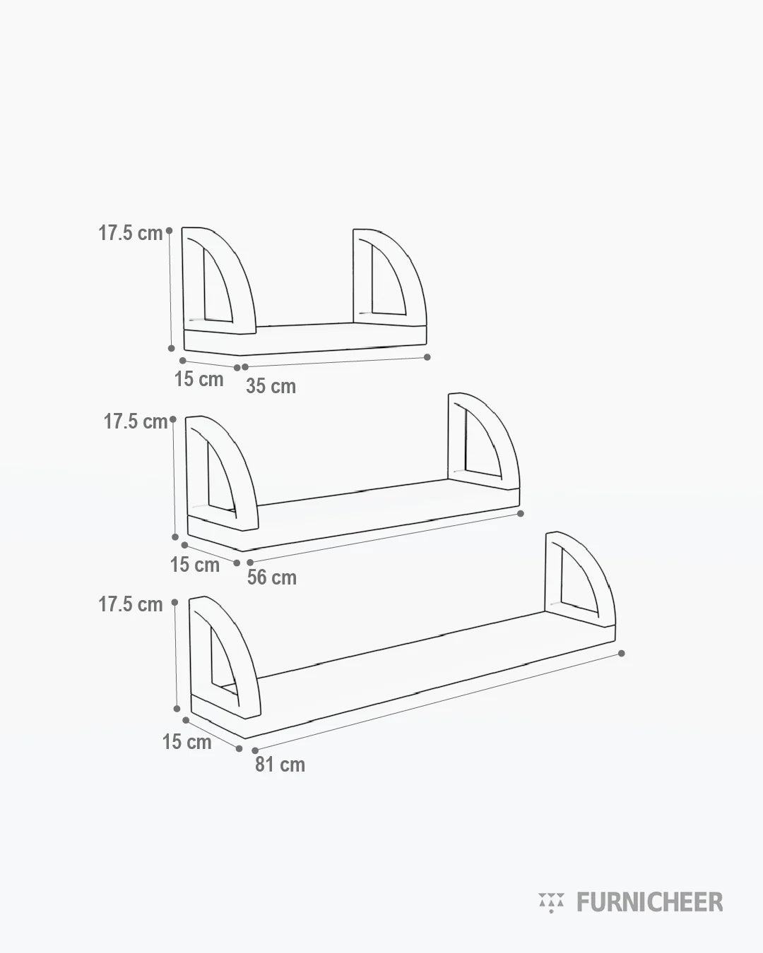Modern Wooden Shelves for the Wall Size Diagram
