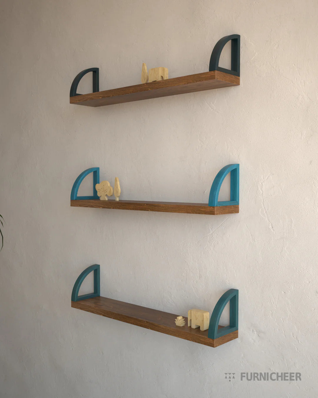 Modern Sleek Floating Wooden Shelves Wall 